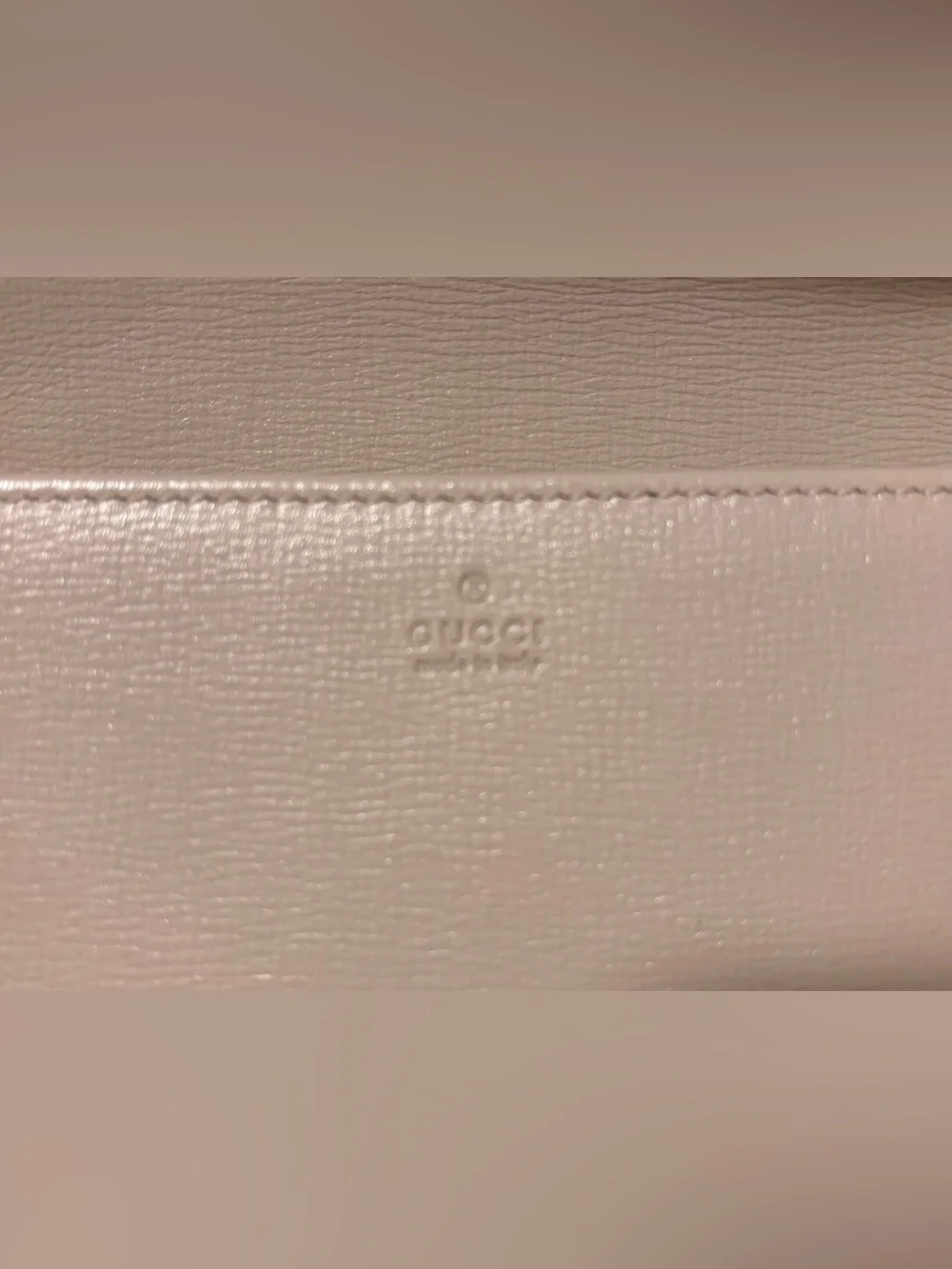 Gucci Beige GG Supreme Crossbody with White Leather Trim and Gold Chain